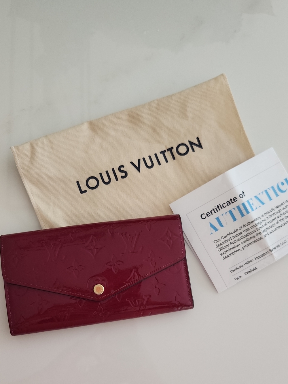 Louis Vuitton Sarah Wallet Monogram Vernis Patent Leather + Dust Bag+COA
